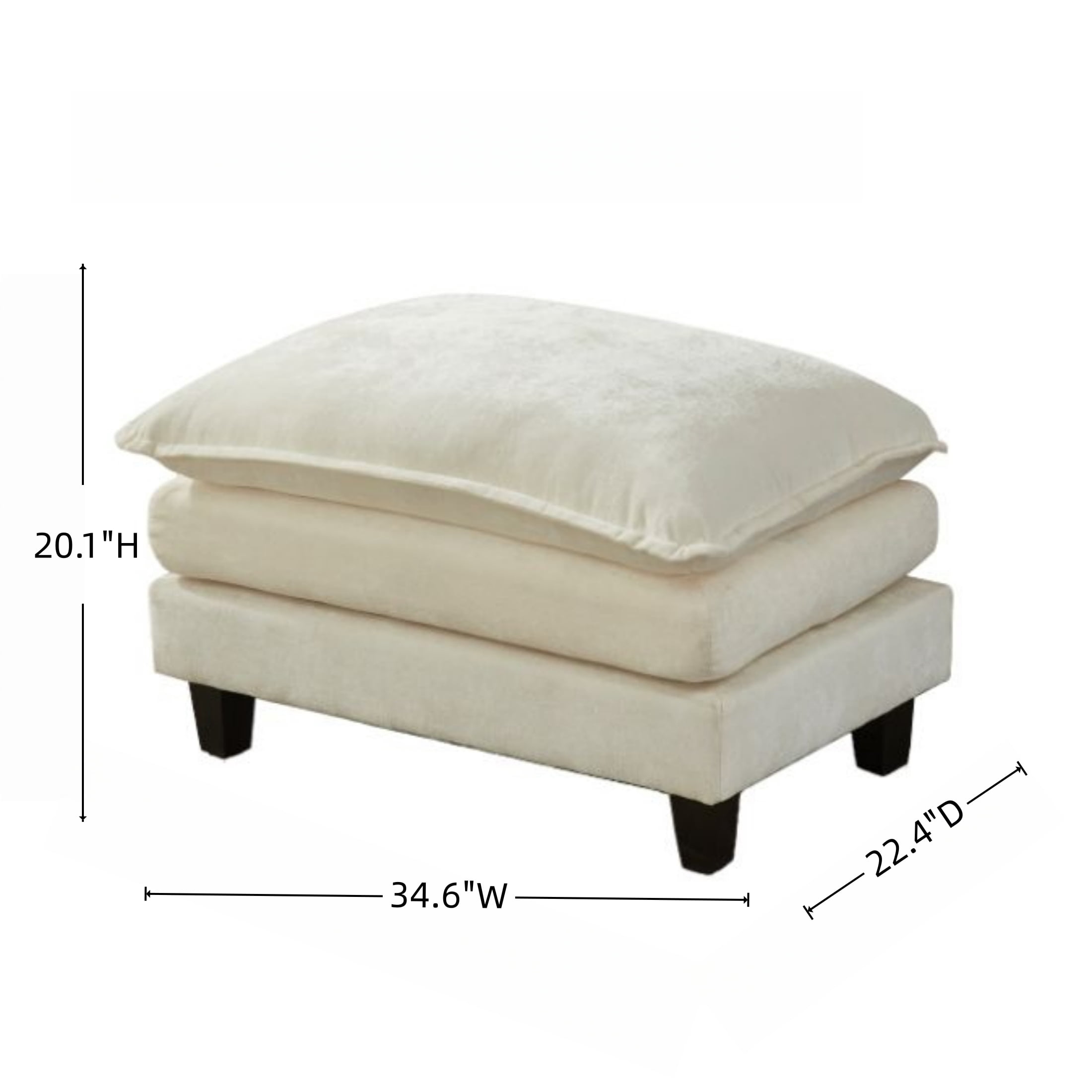 Vinform Ottoman Footstool with Thick Cushion for Sofa & Accent Chair, Beige