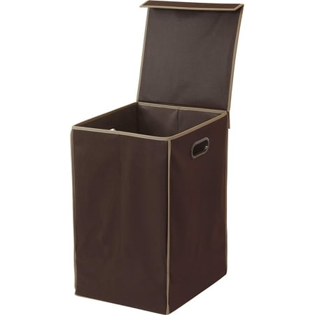 Simple Houseware Foldable Laundry Hamper Basket with Lid, Brown