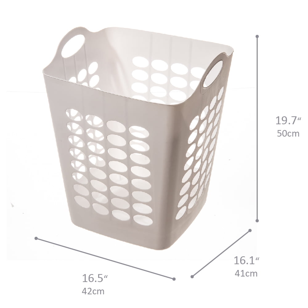 Mainstays Flexible Square Plastic Laundry Hamper, White, 3 Pack