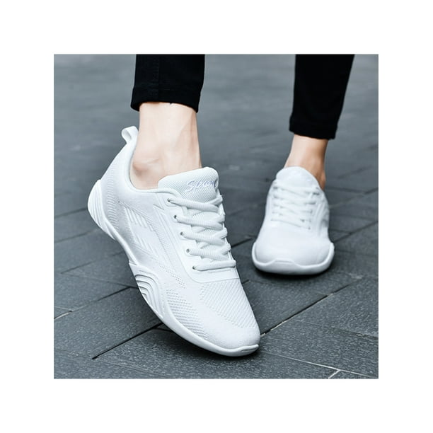 Woobling Femmes Confort Dentelle Up Cheerleading Chaussure Danser  Antidérapant Ronde Orteil Danse Sneakers Léger Cheer Chaussures Blanc 11.5C