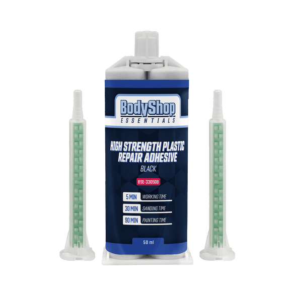 BodyShop Essentials High Strength Automotive Multipurpose Plastic Repair and Adhesive 50ml Cartridge & Two Application Mixing Nozzles
