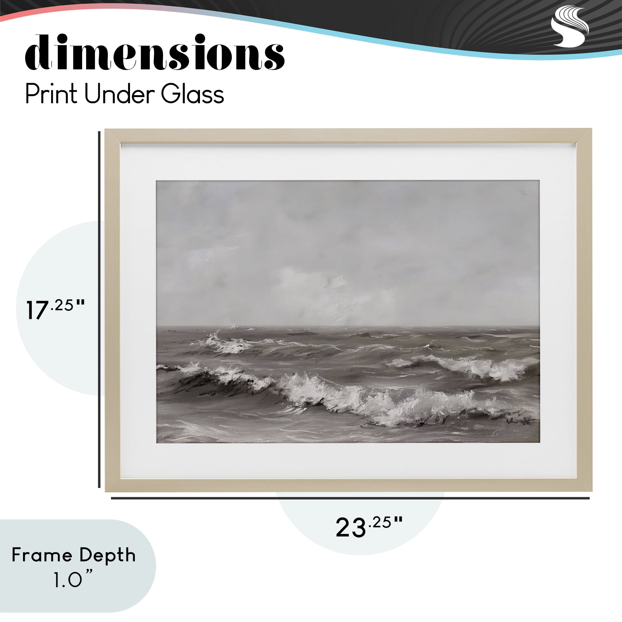 Stupell Industries Monochrome Sea Ripples Birch Framed Print Under Glass, design by Jacky Ngan