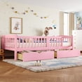 thumbnail image 3 of Bellemave Twin XL Montessori Bed with Storage Drawers and Guardrail, Wood Twin XL Low Profile Floor Bed Frame with Door, Daybed with Fence and Slat Support, Pink, 3 of 7