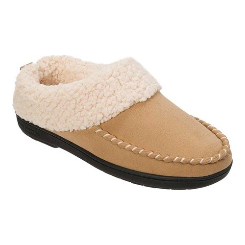 men's dearfoams microsuede whipstitch trim clog slippers