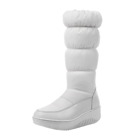 

Qufokar Leather Thigh High Boots for Women Flat Boots Women Shoes High Boots Thick Soled Boots Women S Cotton Warm Zipper Snow Side Women S Boots