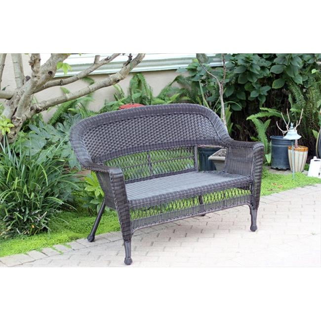 Deuba Poly Rattan Garden Love Seat Outdoor Patio Black Wicker 2 Seater Partner Bench w/Cushion