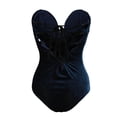 thumbnail image 2 of Qmyliery Women's Strapless Bodysuit, Sexy Deep V Neck Cross Back Velvet Bodycon Leotard Top,S/M/L/XL, 2 of 6
