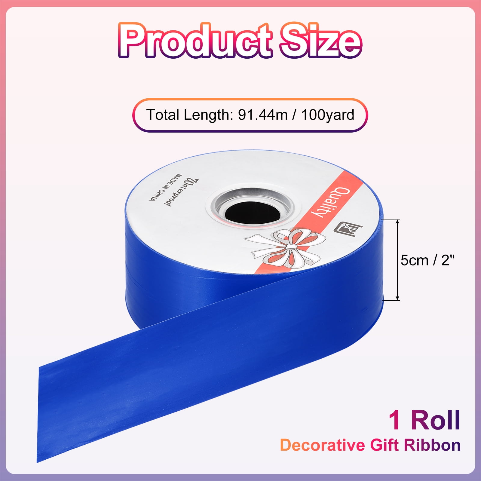 Uxcell Gift Ribbon, (100 yd x 2 Inch, Dark Blue), Plastic Ribbon Roll Balloon String, Suit for - Birthday Parties/Gift Wrapping/Wedding Party/Decorations Flower/Bouquets Bow Making