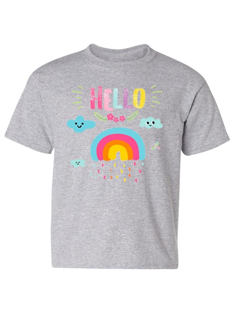 Hello Rainbow And Clouds T-shirt Youth 