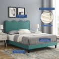 thumbnail image 2 of Platform Bed Frame, King Size, Teal Blue, Velvet, Modern Contemporary, Bedroom Master Guest Suite Room, 2 of 10
