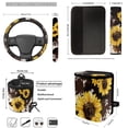 thumbnail image 4 of Jeiento Sunflower 12 PCS Car Seat Cover Full Set, with Steering Wheel Cover Seat Belt Strap Cover Trash Cans Brown Cow Print Cup Coaster Keychain Air Vent Storage Bag Universal Fit for Sedan Van, 4 of 7
