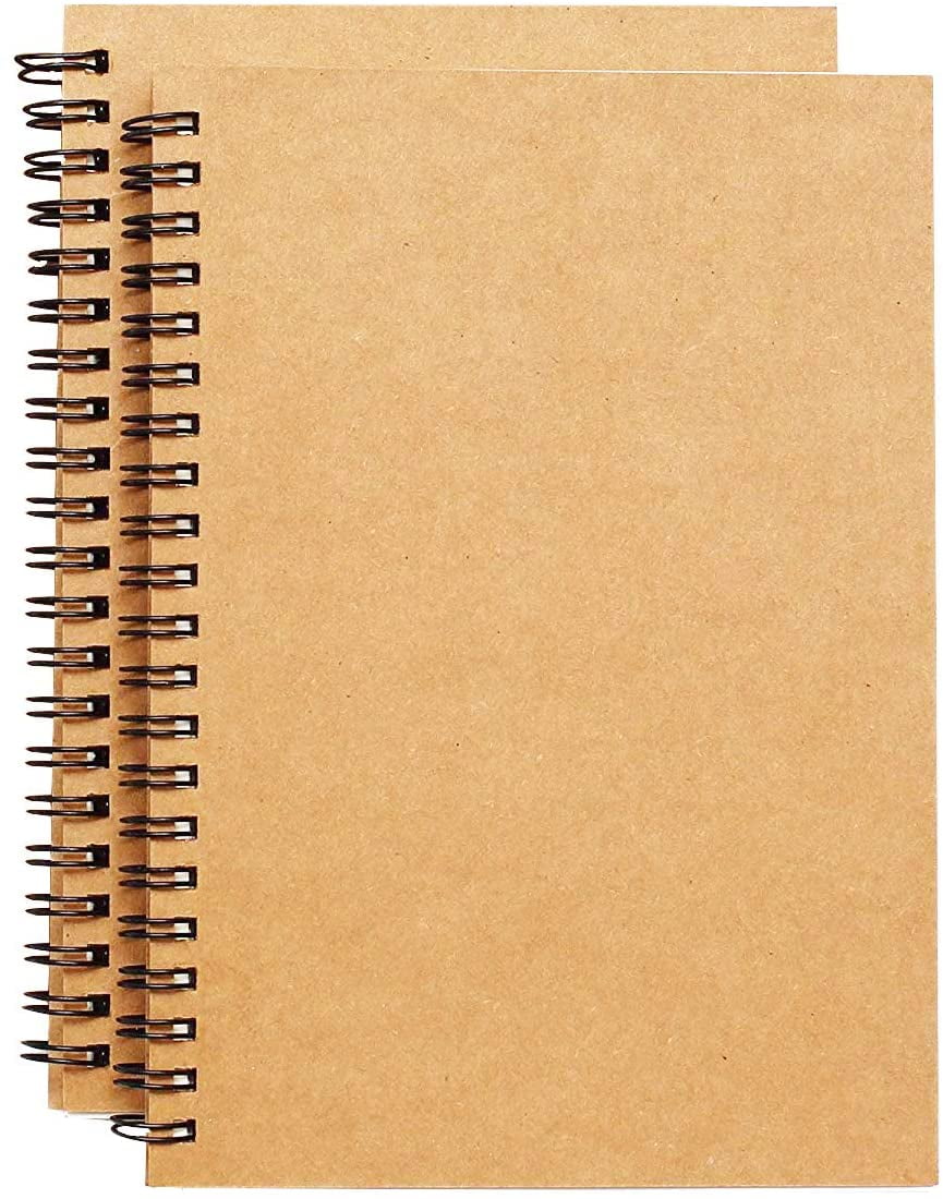 50 Sheets Perfect for Travel School Hard Cover Spiral Notebook A4 Cover Brown 