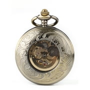 TSV Men's Mechanical Retro Pocket Watch, Classic Mechanical Movement Pocket Watch with Chain