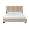 thumbnail image 3 of Pemberly Row Modern Wood Frame Velvet Full Platform Bed in Light brown, 3 of 9
