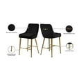 thumbnail image 4 of Homestock African Artifacts Modern, Contemporary Velvet Upholstered Counter Stool with Polished Gold Metal Legs, Set of 2, 23" W x 21" D x 40" H, Ideal for Bar and Pub Height Tables-Color:Black, 4 of 9