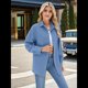 thumbnail image 5 of Camisas de Larga con Botones para Mujer, Blusas de Trabajo de Gran Tamaño con Cuello y Hombros Caídos, Blusa Holgada con Textura Azul Vaquero L, 5 of 10