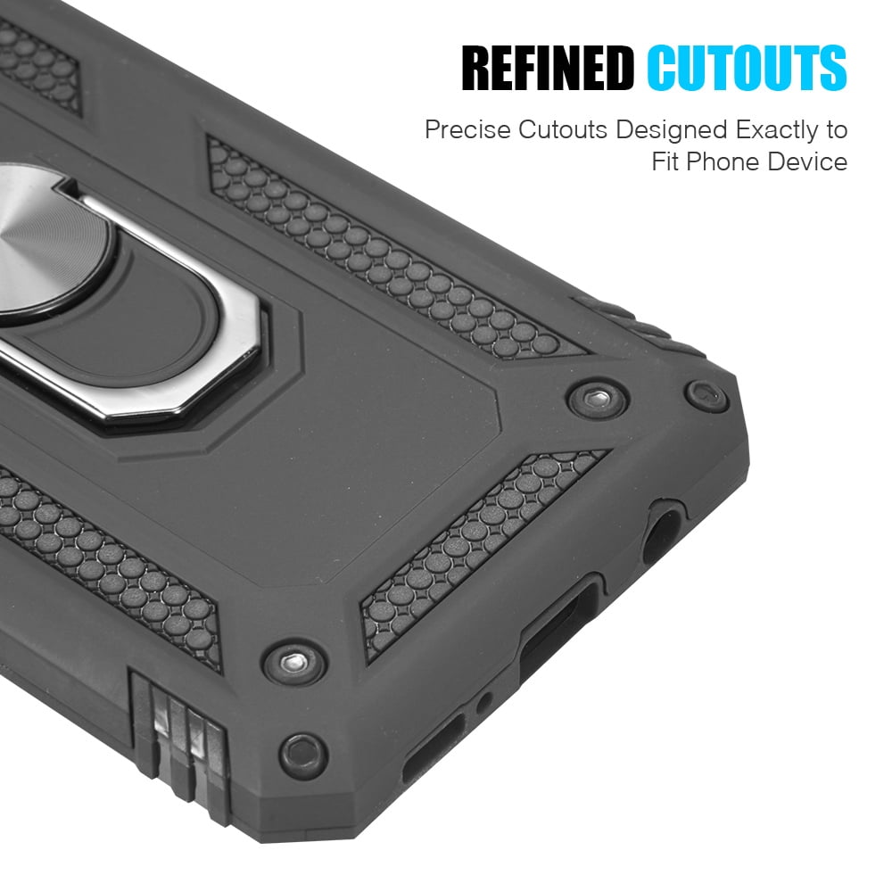 Rubberized Hybrid Case Designed For Samsung Galaxy A10e With Rotatable Kickstand Ring - Black