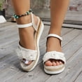 thumbnail image 4 of Dakaela Women's Espadrille Wedge Sandals Flower Ankle Strap Platform Summer Shoes Braided Open Toe Dressy Casual Slip on Sandal Size 6-10 White, 4 of 8