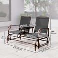 thumbnail image 2 of 2-Person Outdoor Glider Loveseat with Tempered Glass Table, Steel Frame & Breathable Mesh Rocking Bench, 58.3" W, Weather Resistant Patio Furniture for Garden, Porch or Deck, Black, 2 of 7