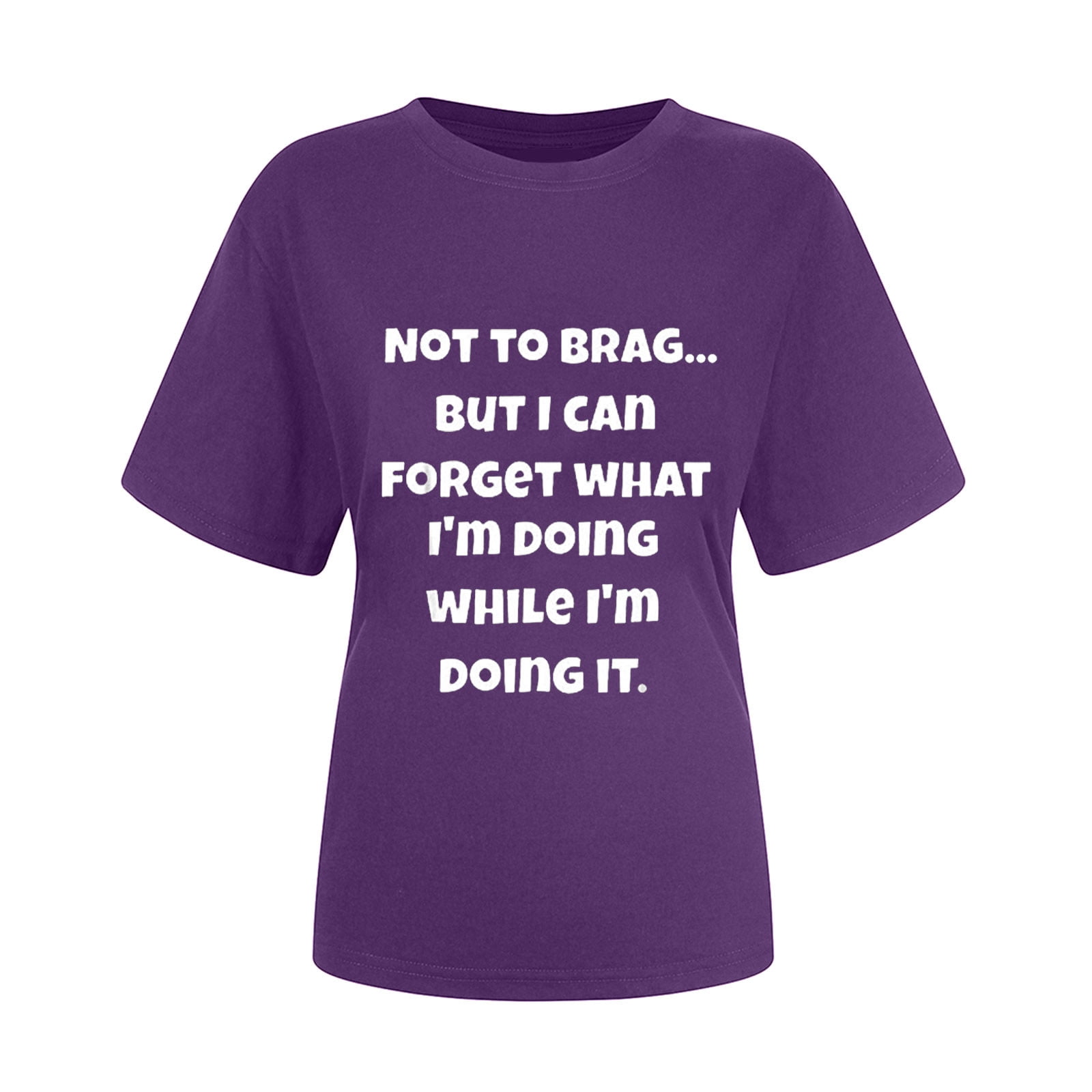 tklpehg Womens T Shirts Short Sleeve Loose Comfy Tunic Lightweight Crewneck Tops Trendy Leisure Summer Funny Letter Print Graphic Tee Shirt Purple L