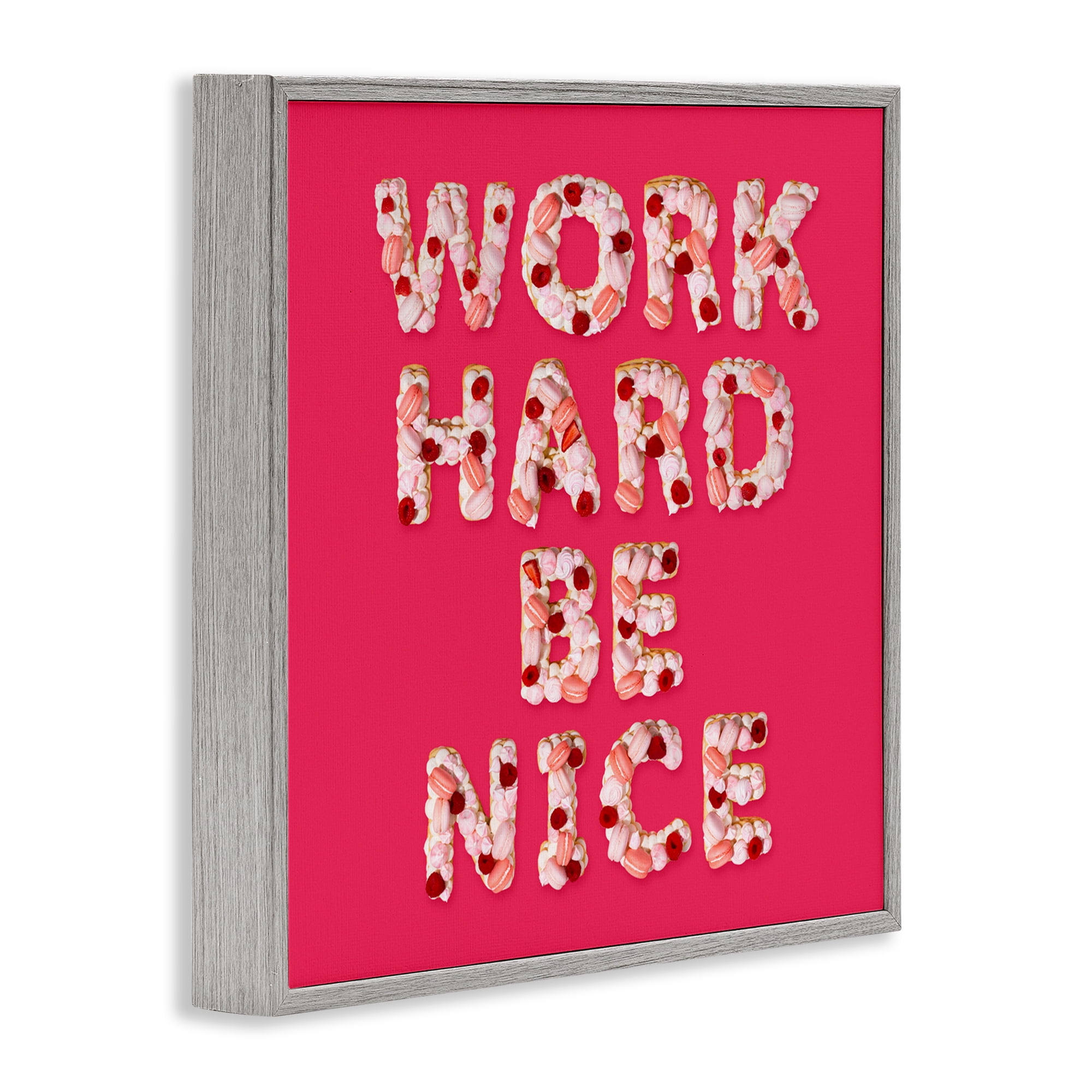 Work Hard Be Nice Gray Framed Giclee Art, design by LISH Creative