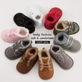 thumbnail image 5 of Baby Warm Booties Newborn Boy Girl Boots Cozy Fur Shoes Lace Up Toddler Booties First Walker Winter Crib Boots, 5 of 6