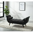 thumbnail image 2 of 3 Piece Charcoal Black Velvet Diamond Tufted Nail Head Trim Bench With Gold Capped Legs 4.25', 2 of 3