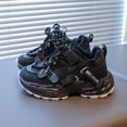 thumbnail image 3 of Toddler Boys Kids Running Shoes Winter Warm Platform Slip On Sneakers Comfortable Fleece Lined Lace Up Casual Shoes Black Size 11 Little Child, 3 of 7