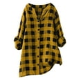 thumbnail image 2 of Inverlee Women's Cotton Linen Baggy Long Sleeve Tunic Shirts Summer Casual Lightweight Long Sleeve Tops Trendy Plaid Breathable Maternity Blouse, 2 of 6