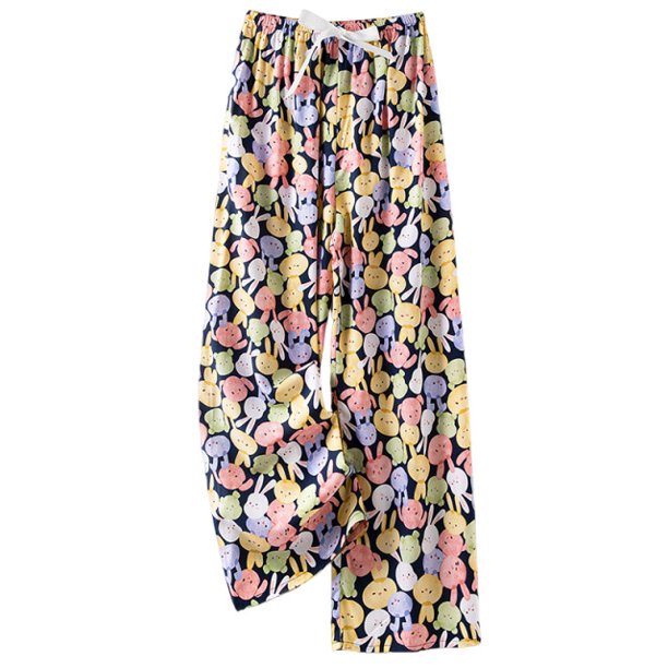 Pantalones de Piernas Anchas Casuales para Mujeres Impresión de Moda Pantalones de Longitud Completa Elásticos Regulares para Uso Casual