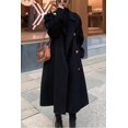 thumbnail image 3 of sicmoss Women's Black Double Breasted Wool Pea Coat Notch Lapel Midi Winter, 3 of 6