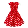 thumbnail image 2 of IBTOM CASTLE Girls 50s Vintage Polka Dot Flower Swing Rockabilly Prom Party Tea Dress Kids Audrey Wedding Formal Cocktail Evening Gown 9-10 Years Cap-Red, 2 of 8
