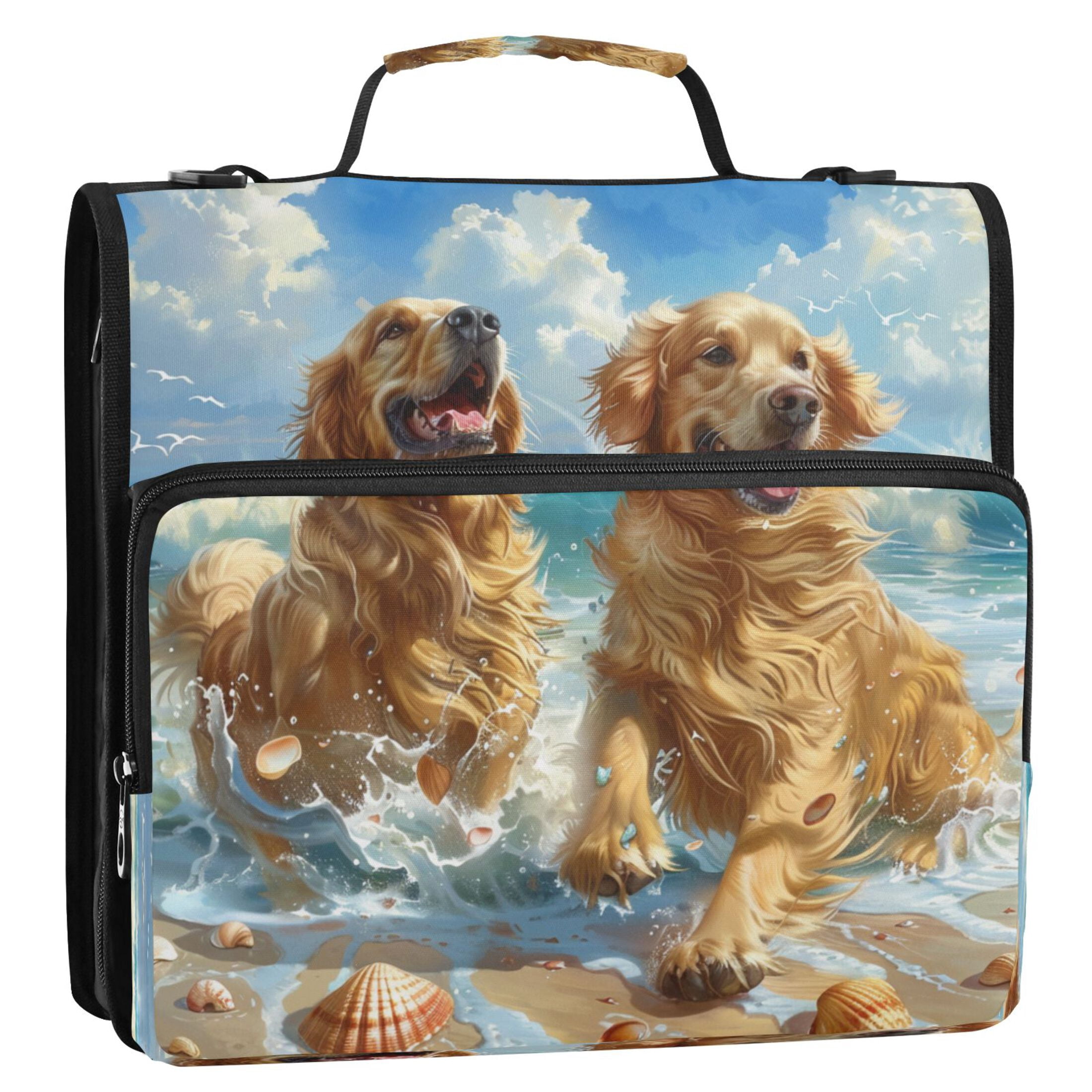 YAZAOO Zipper Binder trapper keeper Documents Organized Design Golden Waves Of Joy Printed