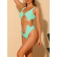 thumbnail image 2 of DARING DIVA Gold Chain Cut Out Bathing Suit S Light Green, 2 of 6