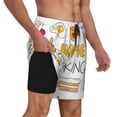 thumbnail image 2 of Naloa Home Cooking Print Men Swim Trunks with Compression Liner ,Board Shorts,Men's Swim Shorts with Drawstring and Elastic Waistband-Medium, 2 of 6