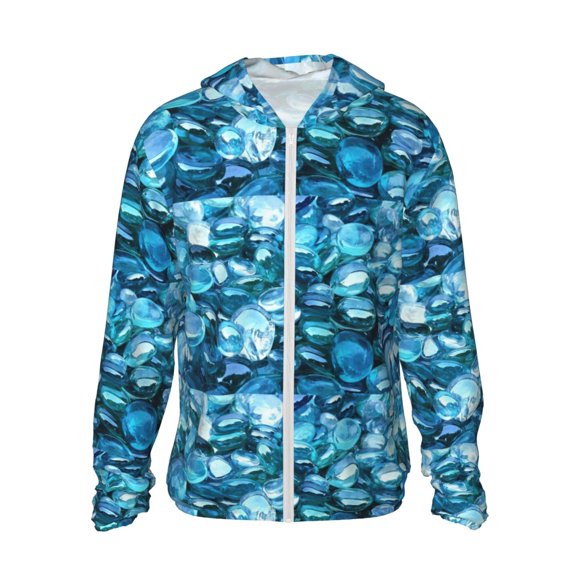 Vsdgher Blue Kyanite Print Adult Hoodie Shirts Rash Guard for Men Women,Long Sleeve Sun Protection Fishing Shirts for Athletic Running Swim-Small
