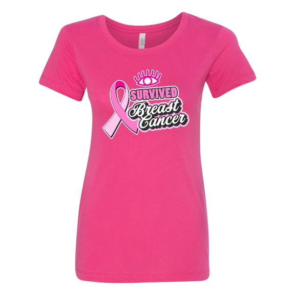 Inktastic I Survived Breast Cancer with Pink Ribbon Women's T-Shirt