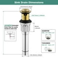 thumbnail image 2 of PARLOS Kitchen Bathroom Sink Pop-Up Metal Drain with Overflow,Drainer,Drain Stopper,Brushed Gold, 2 of 7