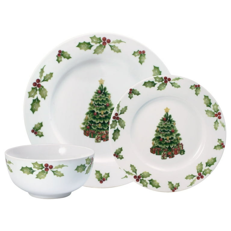 Pfaltzgraff Christmas Day 24 Piece Porcelain Dinnerware Set White