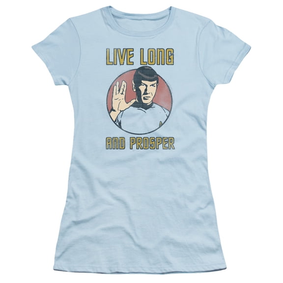 Star Trek Long Life Junior Women's Sheer T-Shirt Light Blue