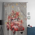thumbnail image 5 of Xmas Red Truck, Semi Sheer Curtains Drapes for Living Room, Bedroom, French Doors Window 54 Inches Long, Christmas Balls Tree Branch Floral Rod Pocket Chiffon Curtain Drapery Voile Draperies Panel, 5 of 6
