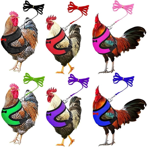1pc Adjustable Poultry Harness with Leash Suitable for Chickens Ducks Geese Comfortable Breathable Mesh Chicken Vest Pink-m