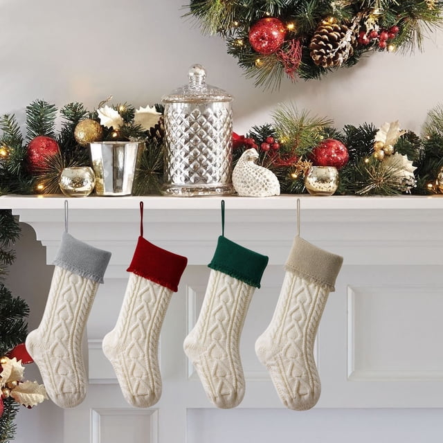 Ganfancp Tejer Adornos para Fiestas de Navidad Lana Adornos para Bolsas de Dulces de Navidad Calcetines con Borlas de Amor Ofertas Del Día Liquidación 1* Calcetín