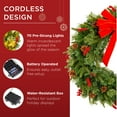 thumbnail image 4 of Best Choice Products 24in Pre-Lit Battery Powered Christmas Wreath Decoration w/ 70 Lights, 96 PVC Tips, Ribbons, 4 of 7