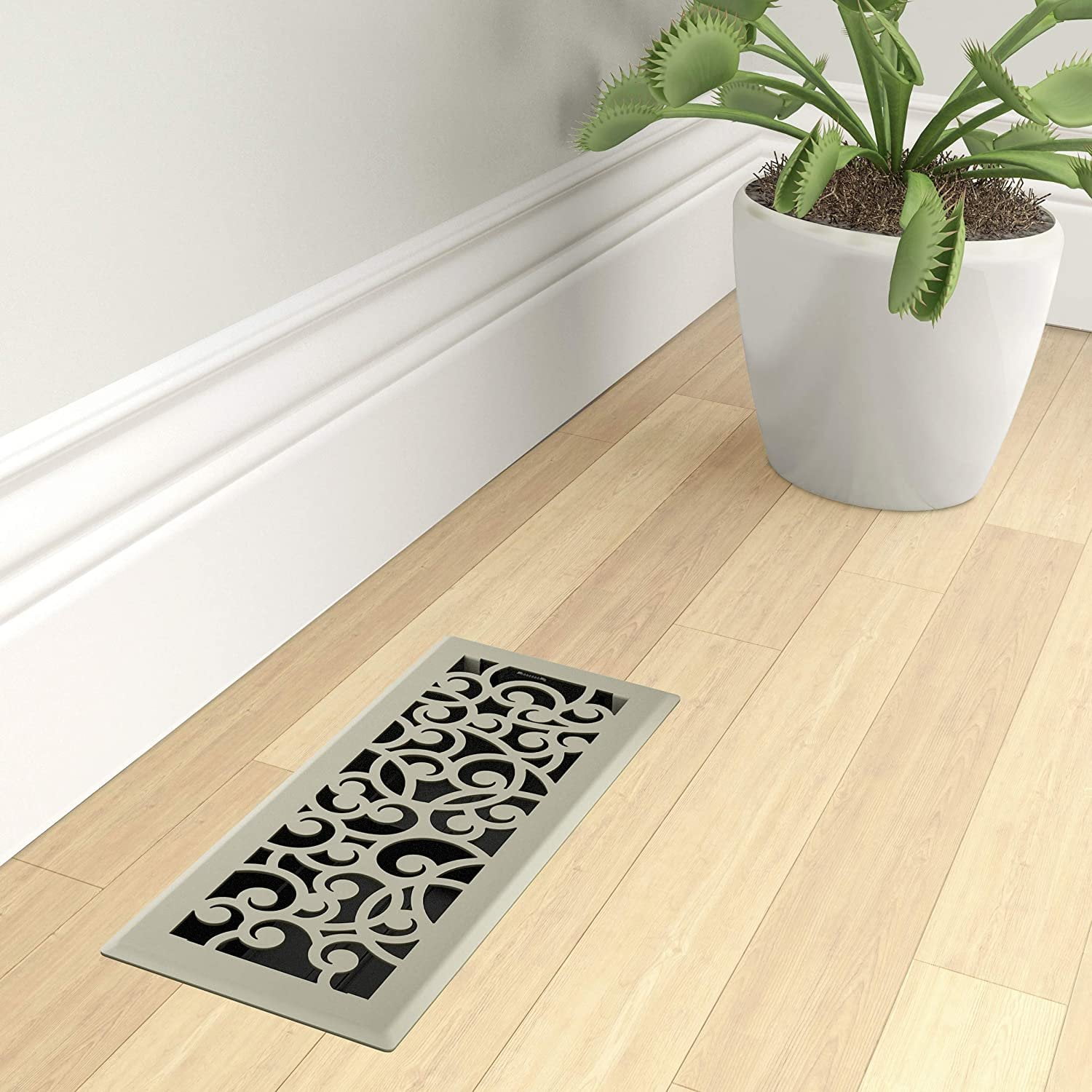 Imperial RG3455 Wonderland Decorative Floor Register, 4 x 12-Inch, Satin Nickel, 5 Count
