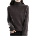 thumbnail image 2 of Plus Size Sweaters for Women Winter Fall Clothes New Turtleneck Sweater Slim-fit Thick Knitted Sweater Brown, 2 of 4