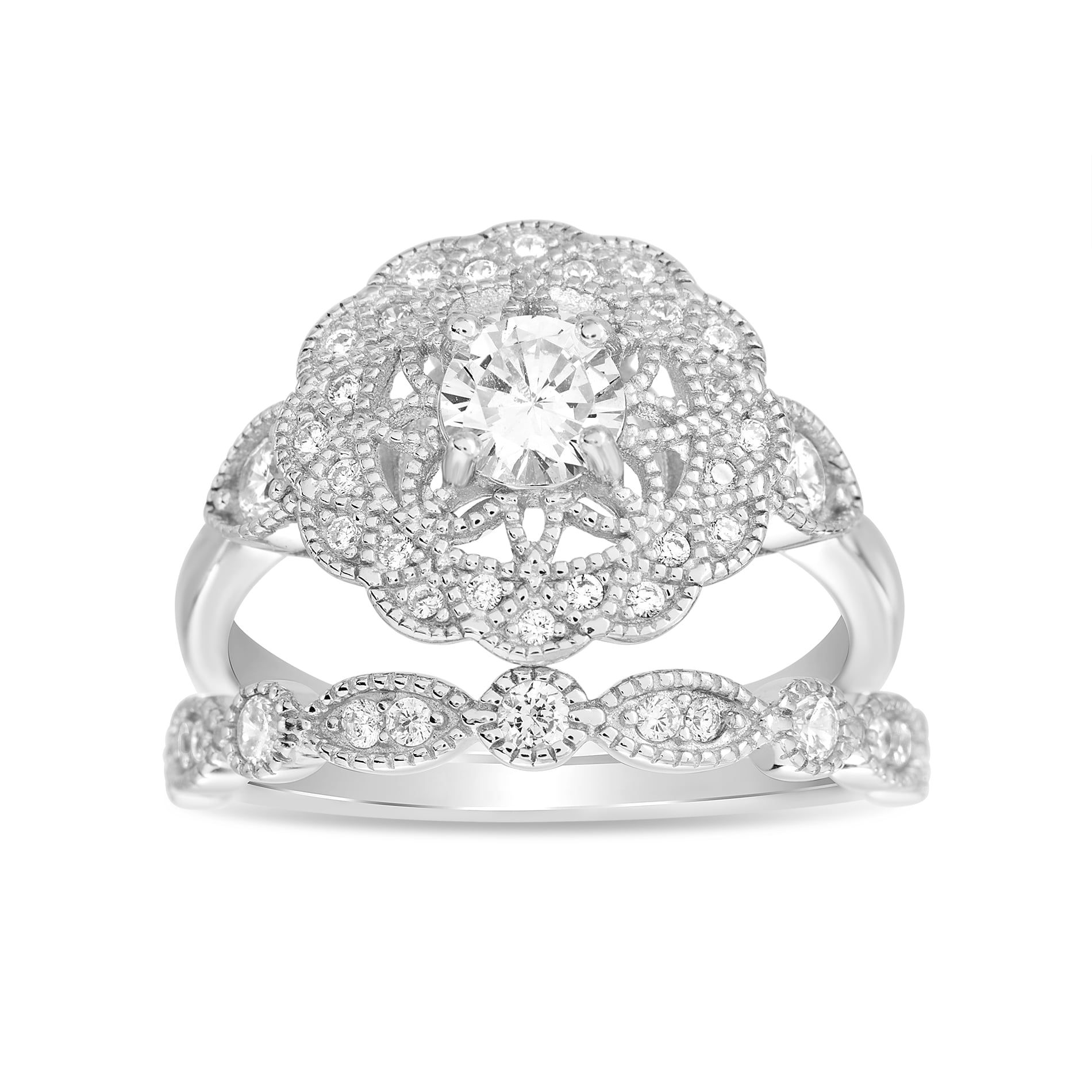 TwoBirch Wedding Rings - 3-Piece Anniversary Ring Stack Set