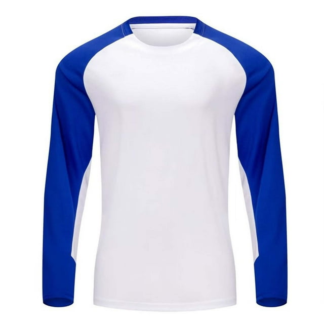 Timegard Athletic Tops for Men Plus Size Crewneck Long Sleeve Color Block Workout Running Tee Shirts