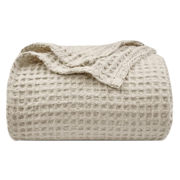 PHF Ultra Soft Waffle Weave Blanket King Size 104"x 90"- Washed Lightweight Breathable Cozy Woven Blanket for Bed - Aesthetic Dec