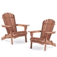 thumbnail image 6 of Smuxee Folding Adirondack Chair Sets of 2, Wood Outdoor Chairs for Patio, Brown, 6 of 8